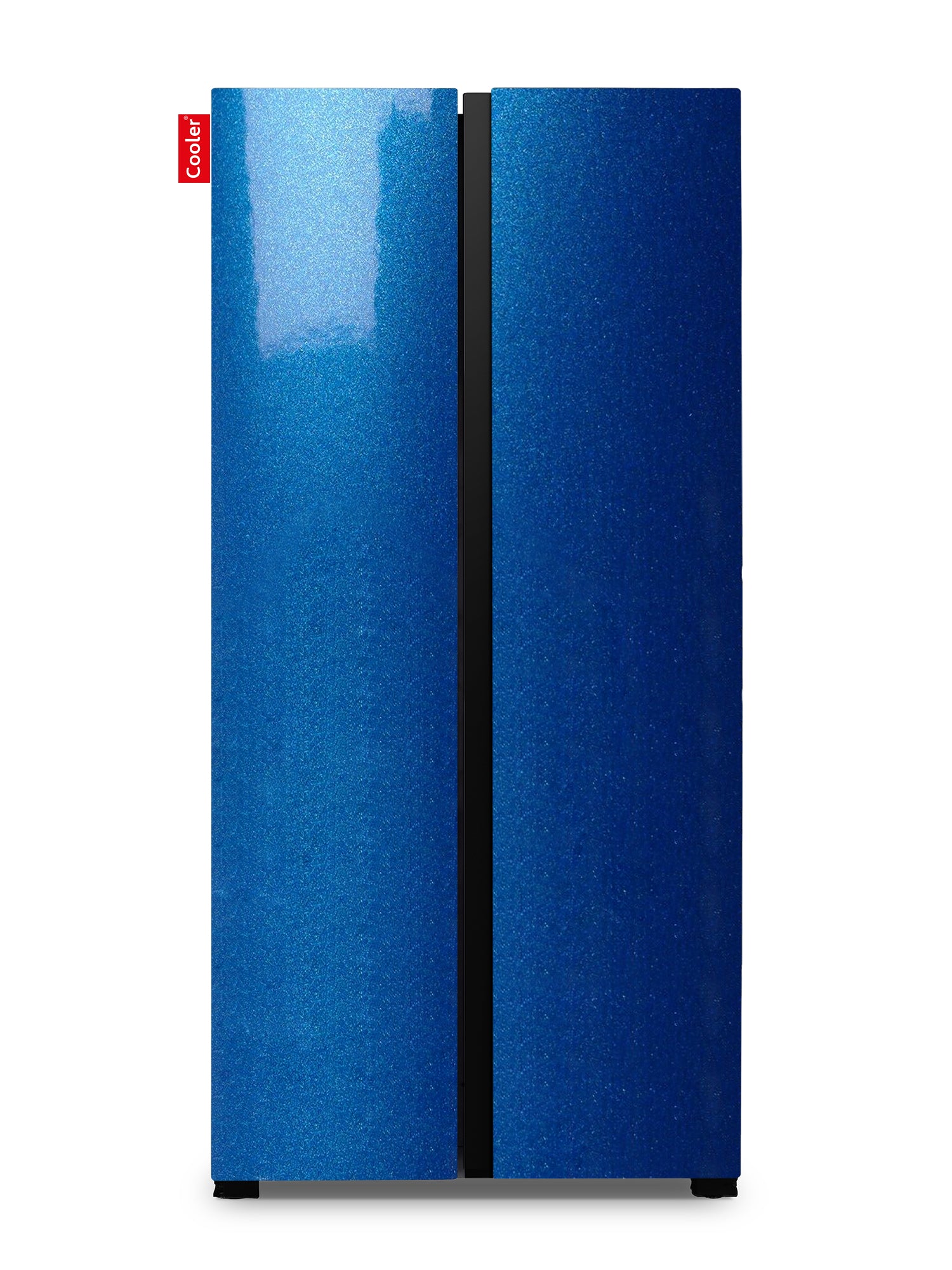 Blauwe grote Side by Side koelkast (Blue Metallic Gloss, Extra Large Original, Cooler Fridge)