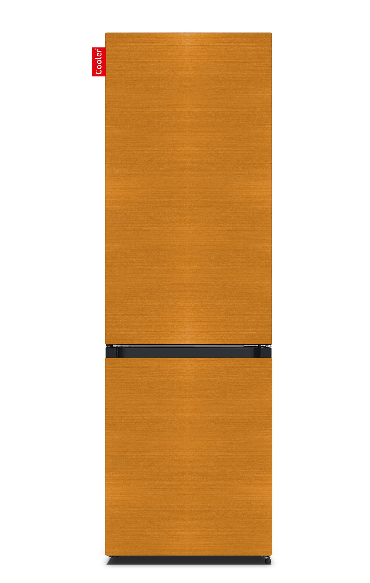 Bruine koelkast met apart vriezergedeelte onderaan (Brushed Bronze, Large Combi Original, Cooler Fridge)