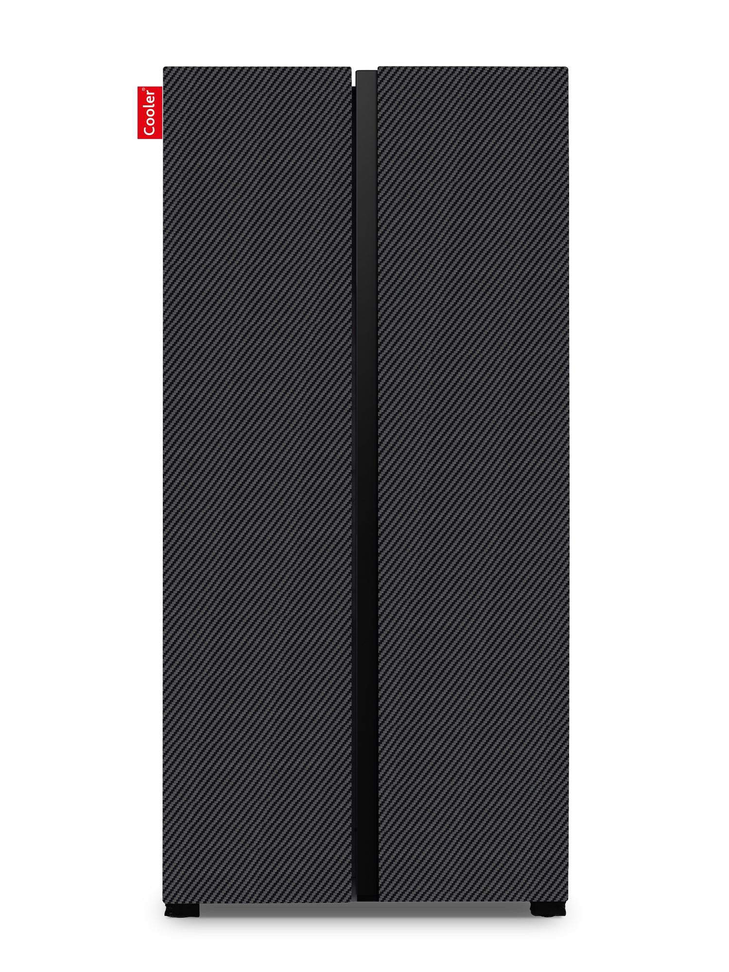 Zwarte grote Side by Side koelkast (Carbon Fiber Black, Extra Large Original, Cooler Fridge)