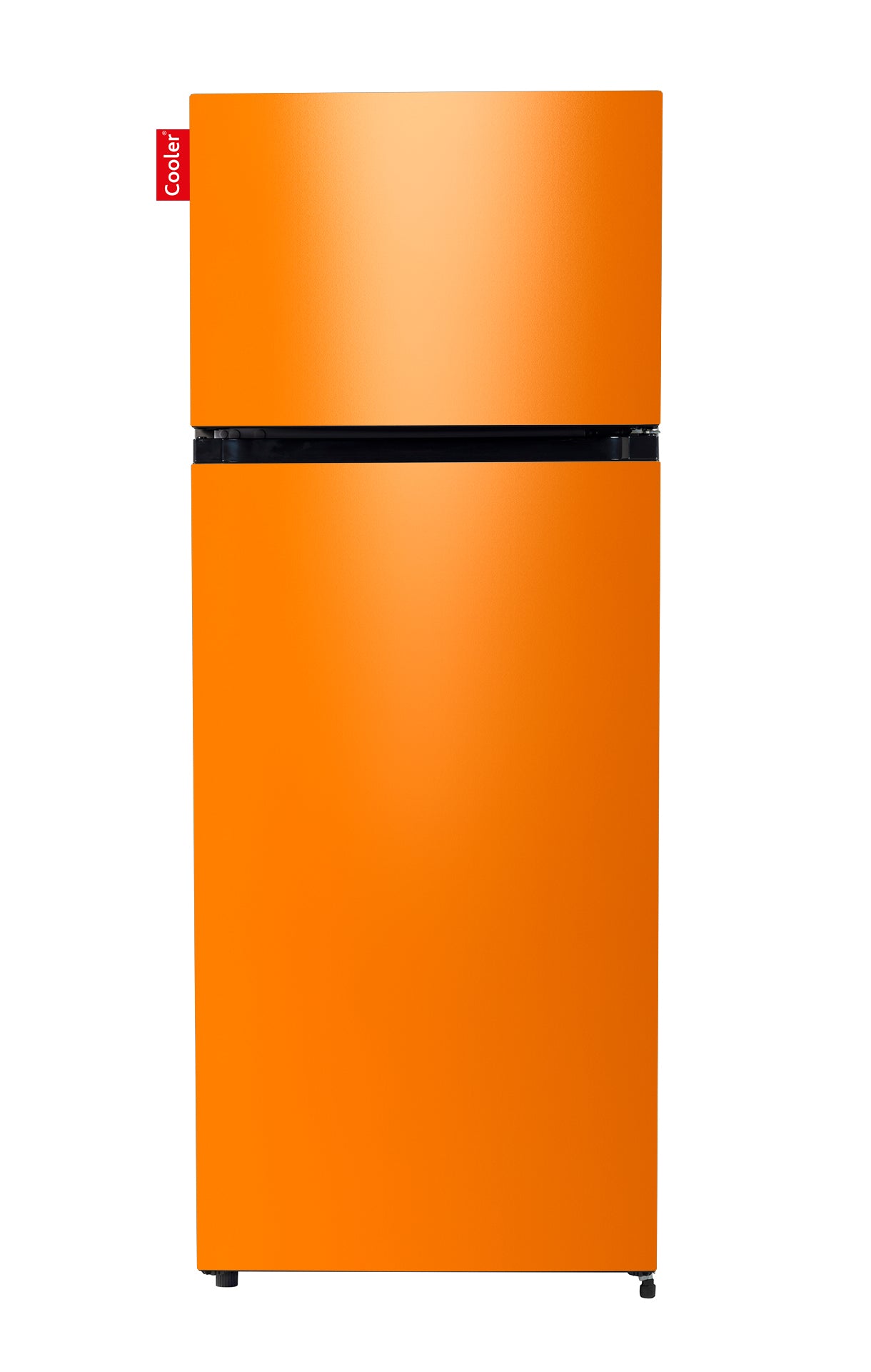 Oranje koelkast met apart vriesvak bovenaan (Gloss bright orange, Medium Original, Cooler Fridge)