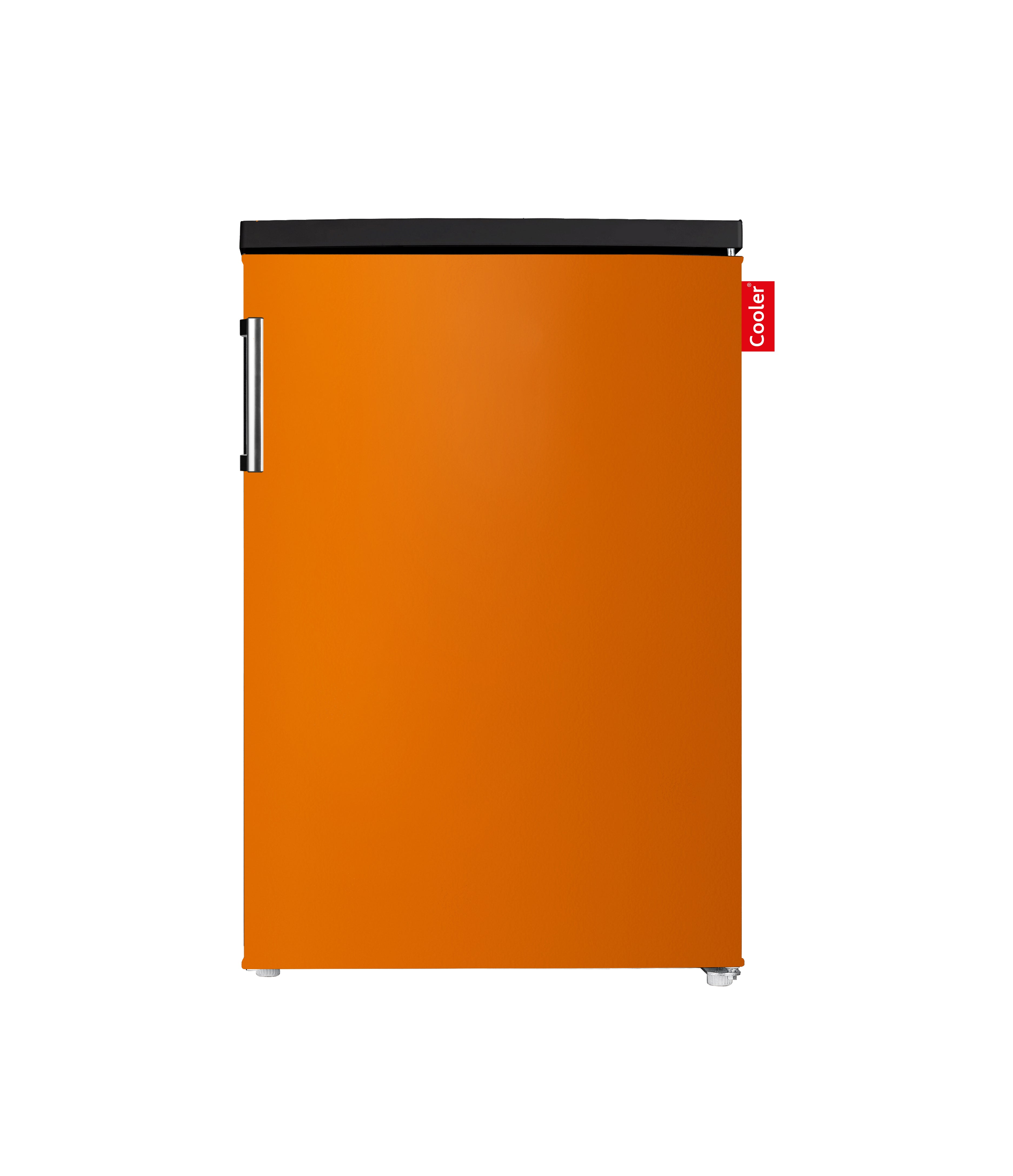 Oranje kleine koelkast met vriesvak (Gloss Bright Orange, Small, Cooler Fridge)