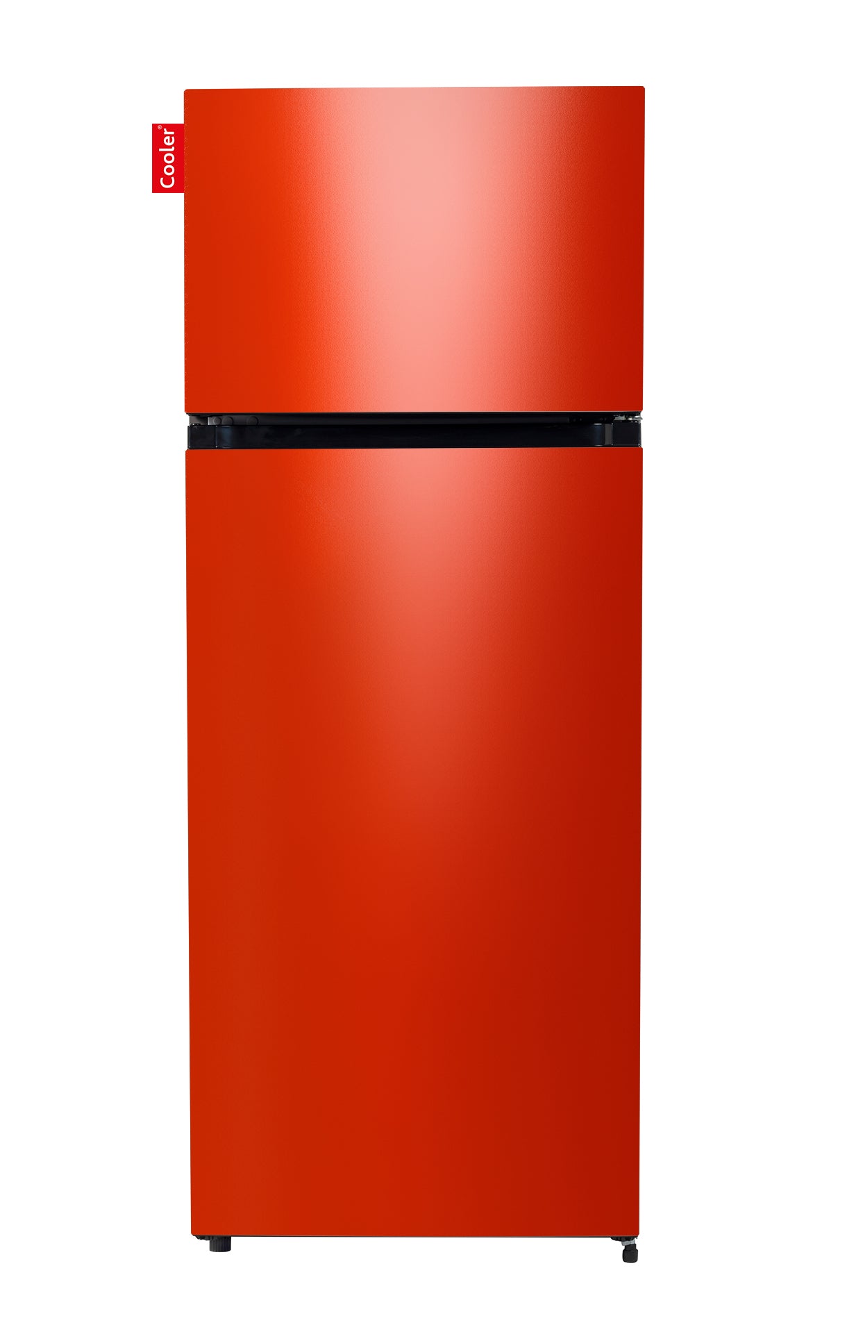 Rode koelkast met apart vriesvak bovenaan (Hot Rod Red Gloss, Medium Original, Cooler Fridge)