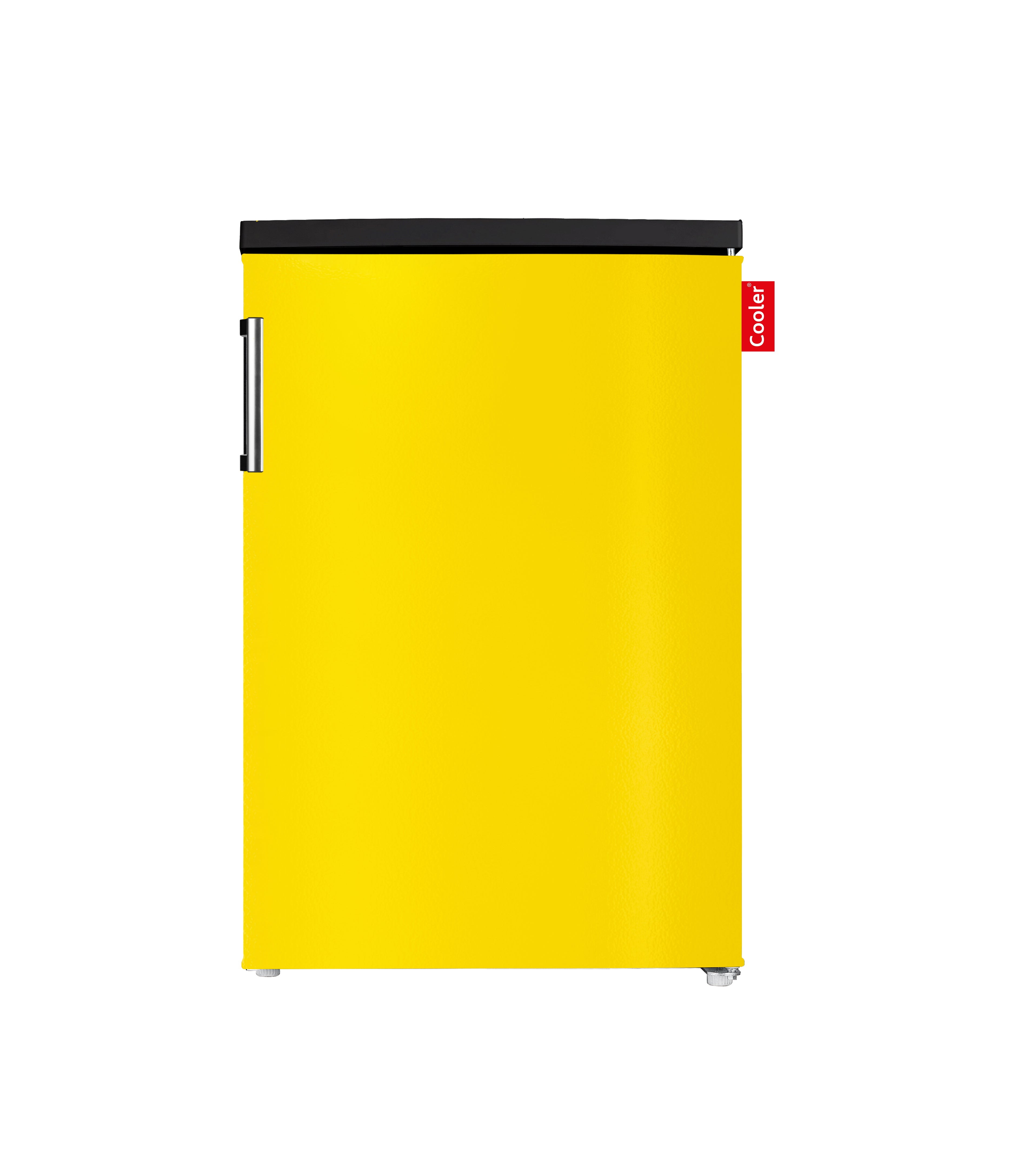 Gele kleine koelkast met vriesvak (Lucid Yellow Gloss, Small, Cooler Fridge)